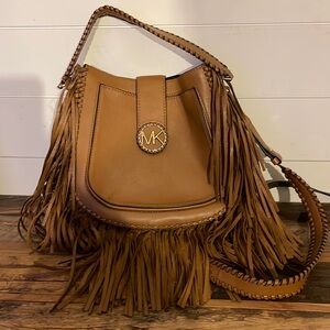 Michael Kors camel fringe bag